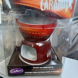 Red Ceramic Fondue Gift Set